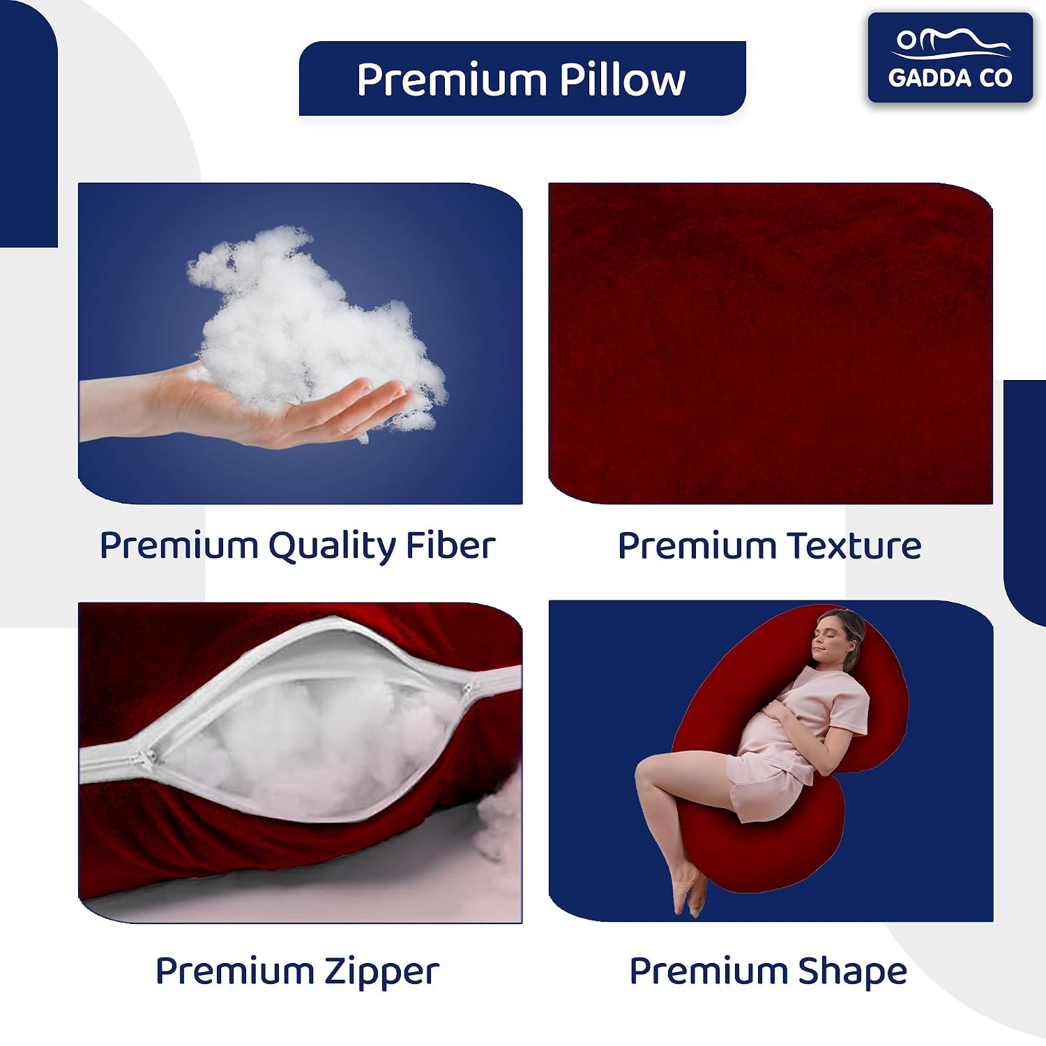 Pregnancy Pillows For Sleeping, C-Shape, Full Body Pillow & Maternity Support, Maroon | For Back, Hips, Legs, Belly | For Pregnant Women With Removable, Washable Velvet Cover, Soft Pillow