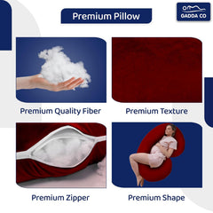 Pregnancy Pillows For Sleeping, C-Shape, Full Body Pillow & Maternity Support, Maroon | For Back, Hips, Legs, Belly | For Pregnant Women With Removable, Washable Velvet Cover, Soft Pillow