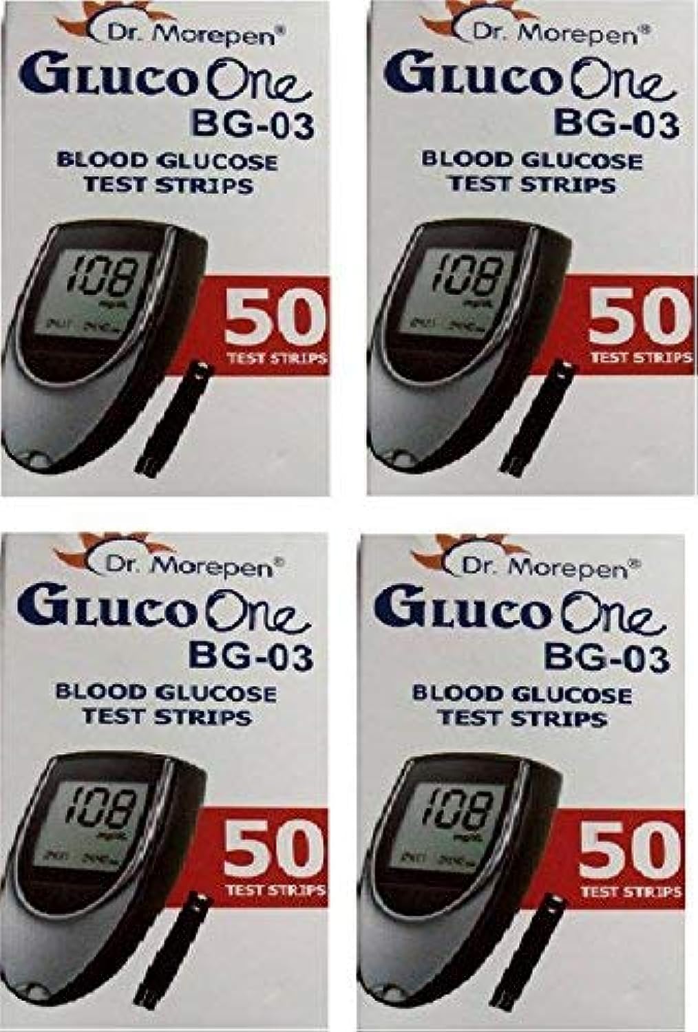 Dr. Morepen BG-03 Blood Glucose Test Strips Pack Of 4 - 200 Strips (Multicolor)