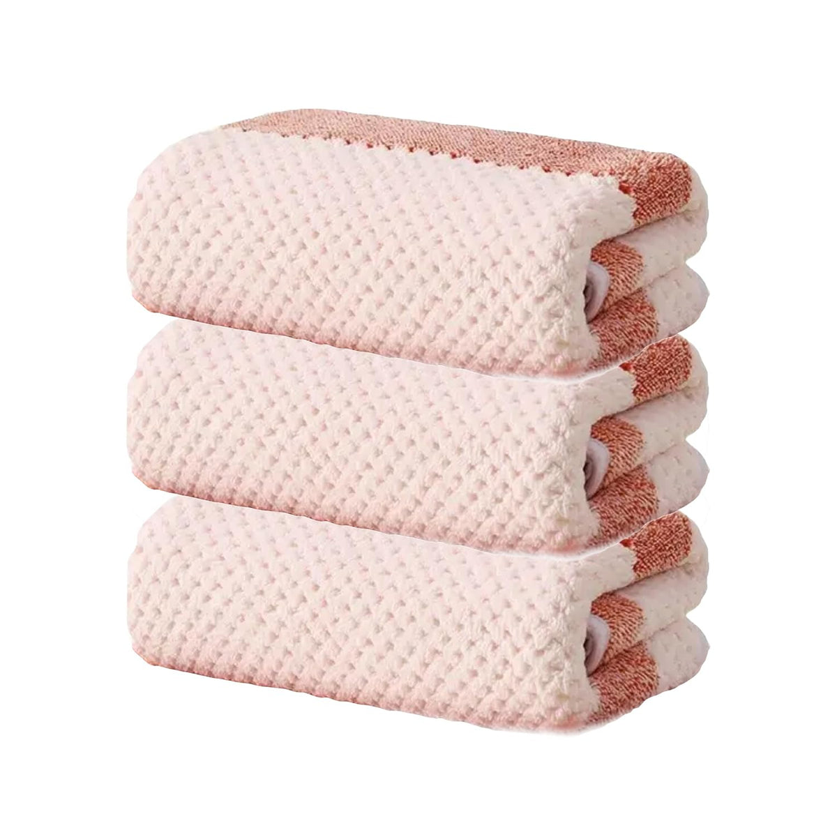 Black Gold The Finer Touch Soft Hand Towel 600 Gsm | Ultra Absorbent, Quick Drying, Cotton-Feel Microfiber Orange & White Stripes -Pack Of 3