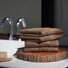 Pure Home + Living Sheared Face Towels 1300 Gsm | Ultra Soft, Absorbent, Quick Dry Towels For Facewash, Gym, Sports, Travel | Pack Of 8 (Chocolate Brown)