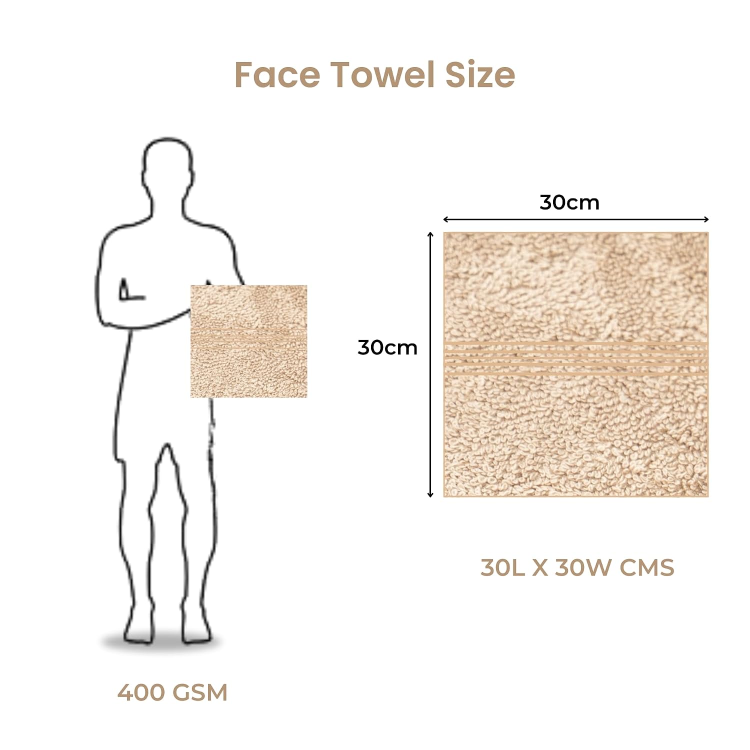 Akiko Home 100% Cotton Essential Series Face Towel 600 Gsm | Soft Absorbent & Durable Washcloth For Men & Women, Compact Travel Towel -Pack Of 4 (Grey & Beige)