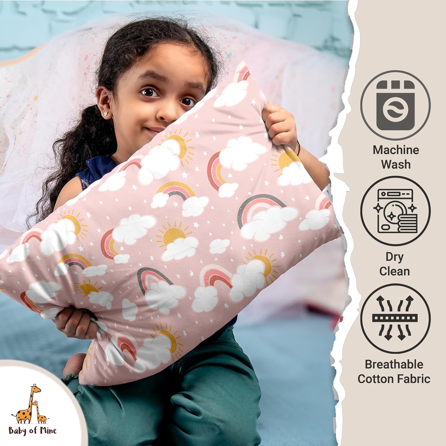 Premium Baby Pillow For Kids, Super Soft Cotton Kids Cushion - 12 X 18 Inches | For 5 Years Old Kids, Adorable Animal & Cartoon Prints | Bed Pillow, Washable, Easy To Care - Pillow 13