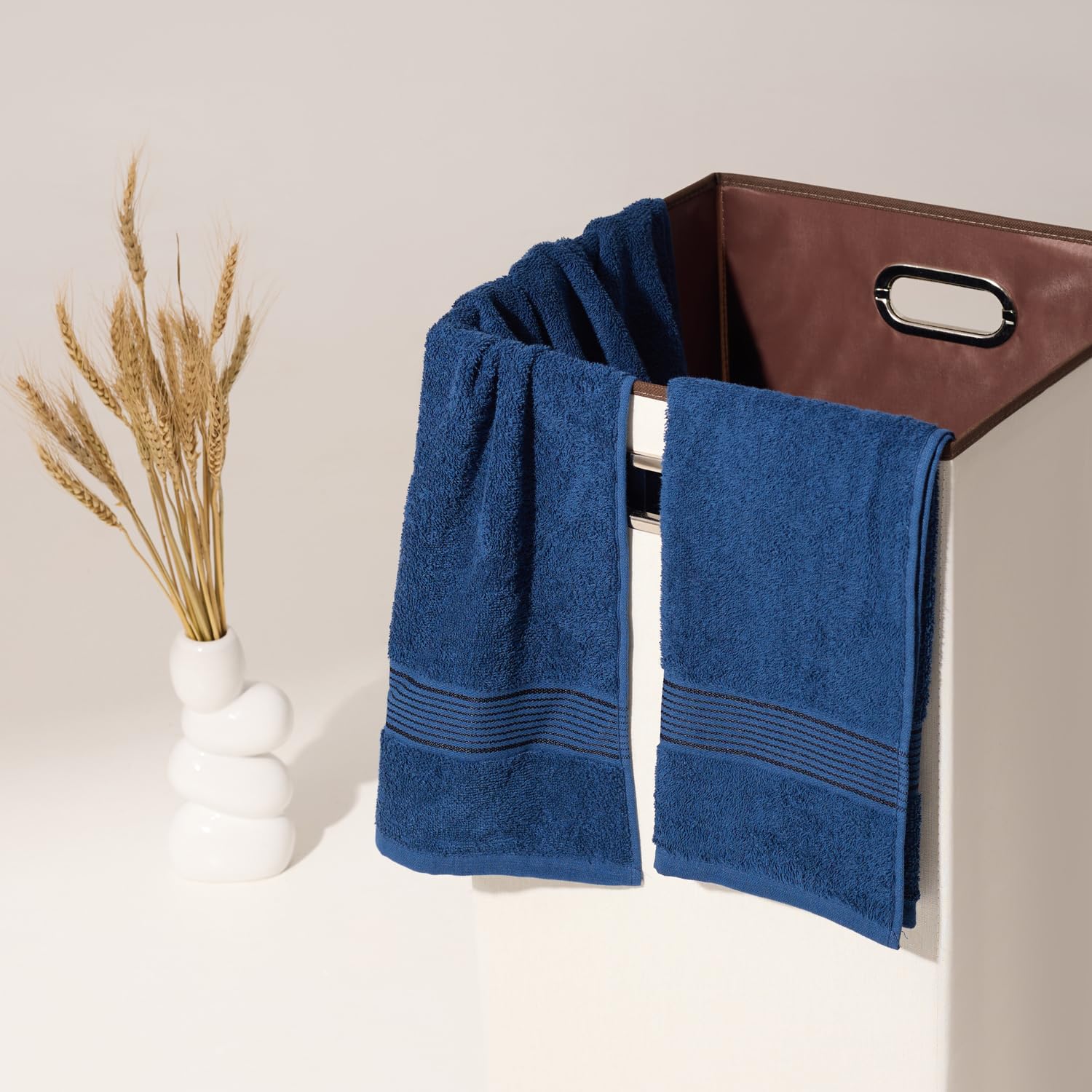 Kopa By Bianca 100% Cotton Soft Terry Towel Bath Towel L D`Ross 900 Gsm | Super Absorbent, Lightweight, Odour Free Bath Towel (Navy Blue) - 2 Pcs
