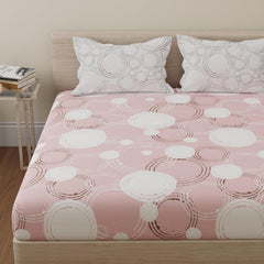 1 King Bedsheet With 2 Pillow Covers - 108 X 108 Inches, Pastel Peach & Off White | Beautiful Print & Luxury Look Bedsheet | Cotton Bedsheet Is Naturally Comfortable
