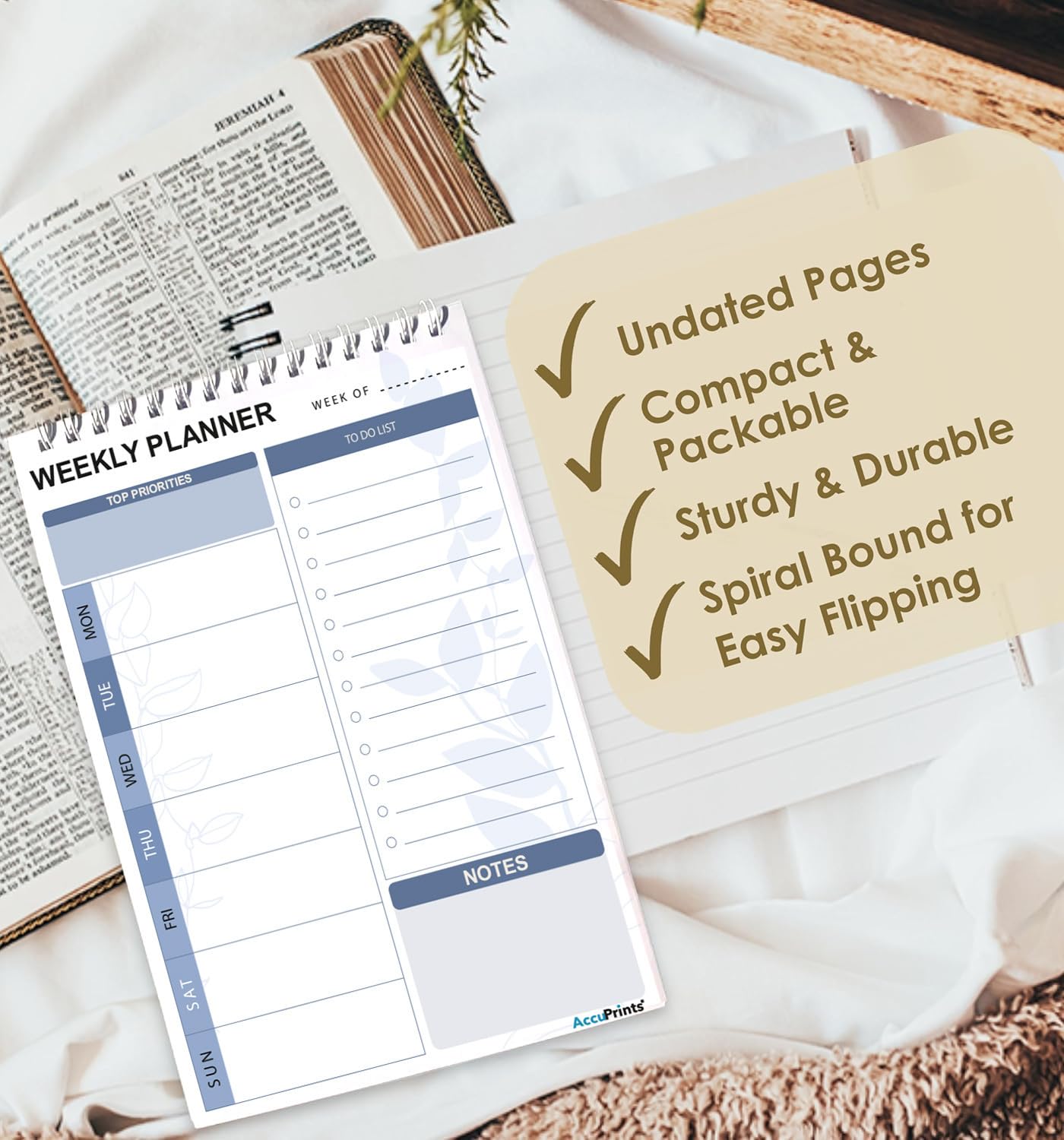 To Do List Notepad - Daily Planner Undated 50 Sheets/100 Pages Tear Off (Weekly Planner Pad) 1Pc