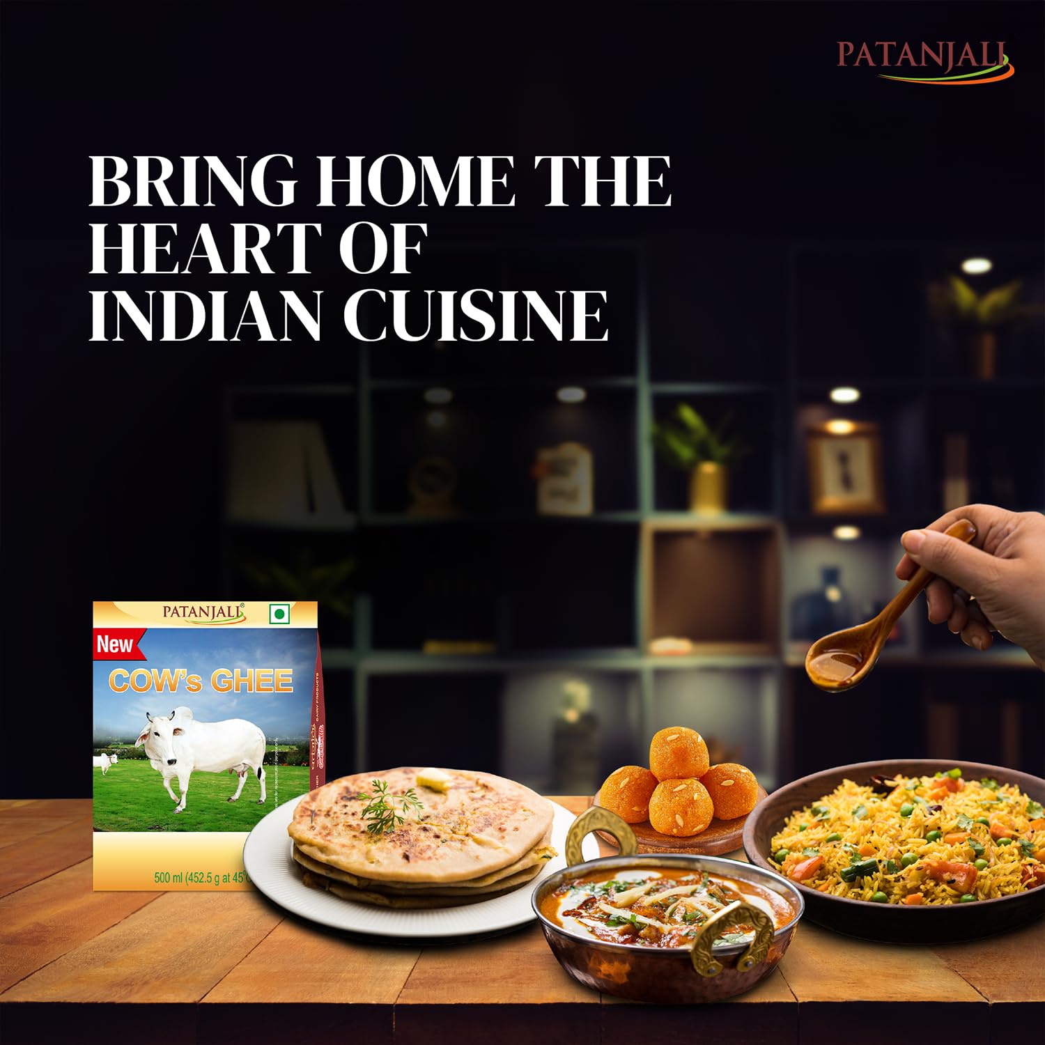 100% Natural Cow'S Ghee By Patanjali | High In Vitamins A, D & Healthy Desi Ghee Good For Parathe | (500ml) 16.9 Ounce | Box Pack