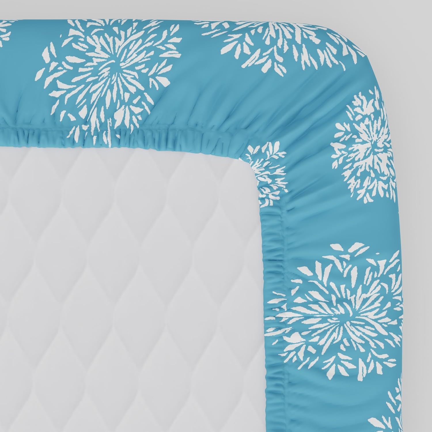 Fitted Double Bedsheet Cotton With 2 Pillow Covers - 60 X 78 Inches, Blue & White | Ideal For Daily Use & Gifting Bedsheet
