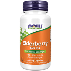 Now Foods Elderberry 500mg, Contains High Nutritive Value & Maintain Health & Well - Being | 60 Veg Capsules 100gm 0.2lbs