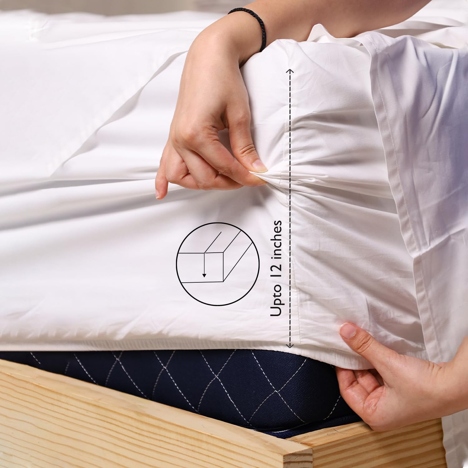 Pure Cotton Elastic Fitted Bedsheet With 2 Pillow Cover - 72 X 72 Inches, White | Machine & Hand Wash | Environmentally Friendly Bedding