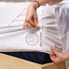 Pure Cotton Elastic Fitted Bedsheet With 2 Pillow Cover - 72 X 72 Inches, White | Machine & Hand Wash | Environmentally Friendly Bedding