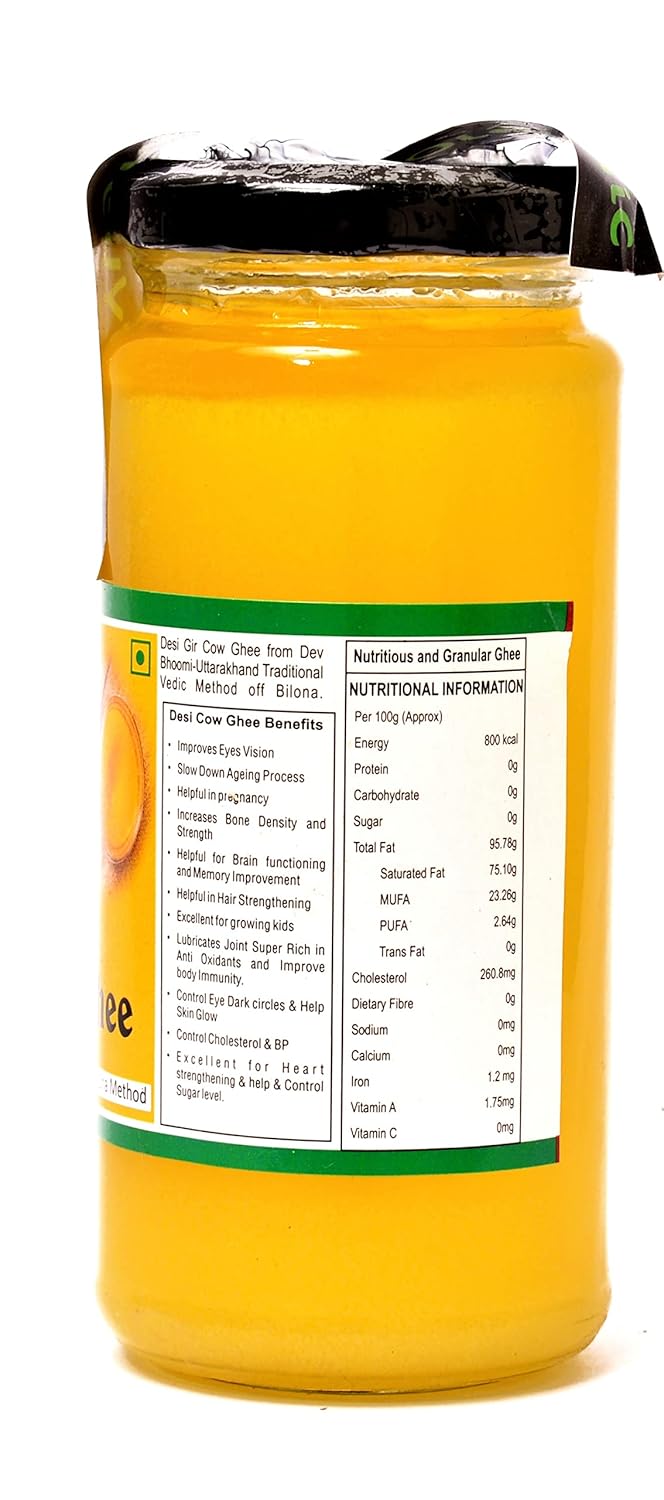 Premium Gir Desi Cow Ghee By Yugmantra Organic | Highly Nutritious Bilona Method Pure & Fresh Danedar Desi Cow Ghee | (250ml) 8.4 Ounce | Jar Pack