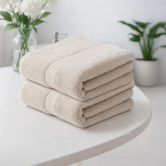 Earthy Fables Premium Bath Towel 600 Gsm | 100% Combed Cotton Ultra Soft, Quick Dry & Highly Absorbent For Home, Travel And Acne-Prone Skin (Beige) Set Of 2