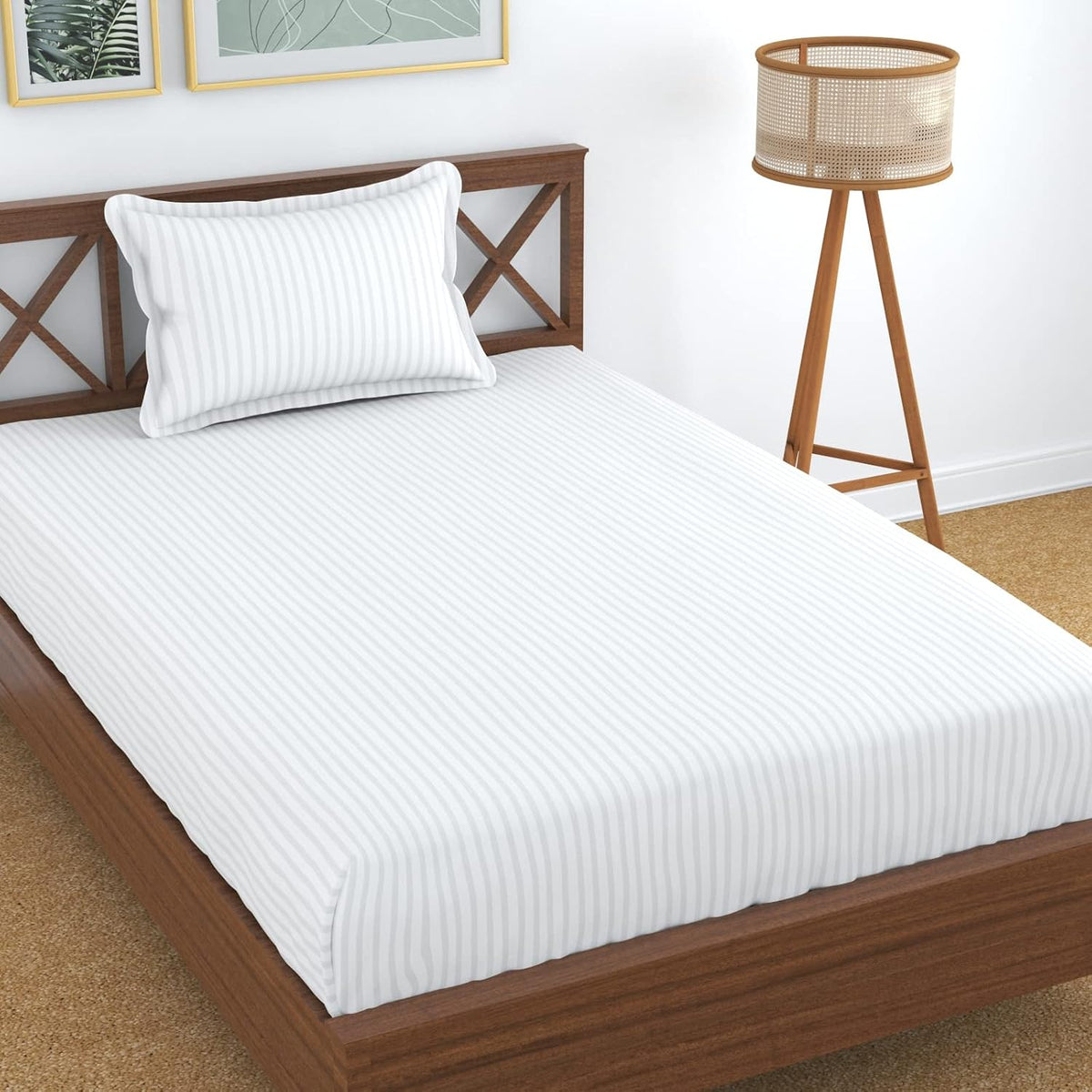 Glace Cotton Single Bedsheet With 1 Pillow Cover (89 X 57 Inches, White) | Long Lasting Durability & Comfort For Your Living Space