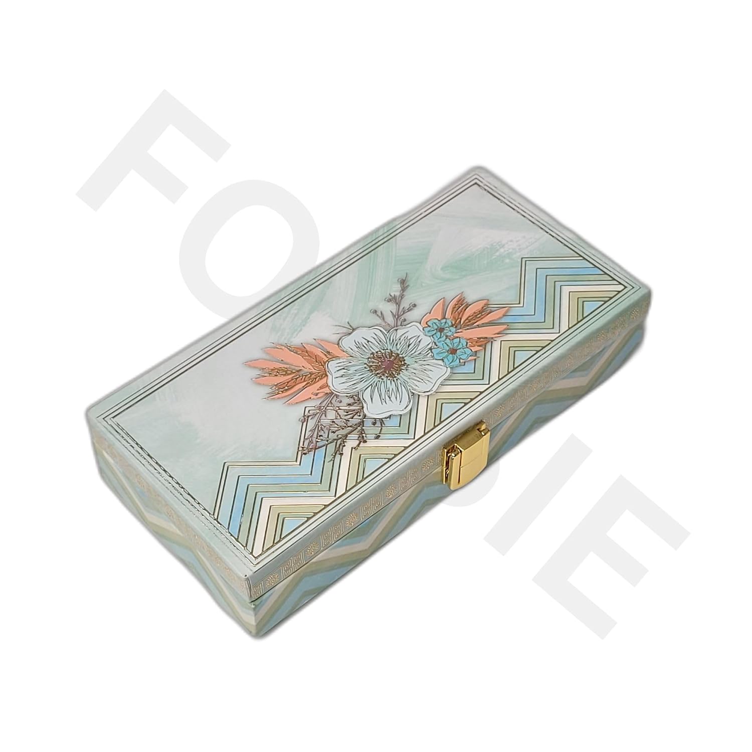 Fancy Shagun Cash Box Or Gaddi Box For Gifting Money On Wedding, New Born Baby, Ring Ceremony Pattern1pc, Material - Wood, Colour - Sea Green Flower