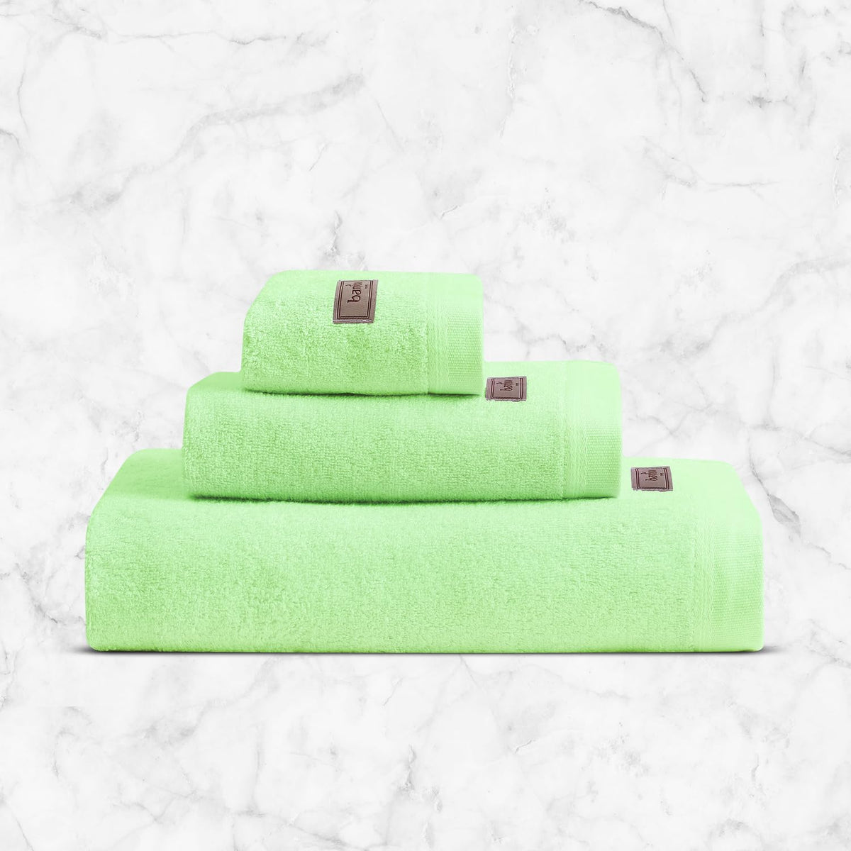 Spread Spain Bamboo Towel Bath, Hand & Face Towel 360 Gsm | High Absorbent Super Soft | Hotel Spa Decorative Bathroom Towels | Lime (Set Of 3)