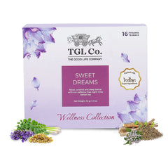 TGL Co. Sweet Dreams Herbal Tea - 16 Pyramid Tea Bags, 32gm, 1.1 Ounce | Improve Sleep & Relieve Stress - Aids Digestion, Anti-Inflammatory | Caffeine Free