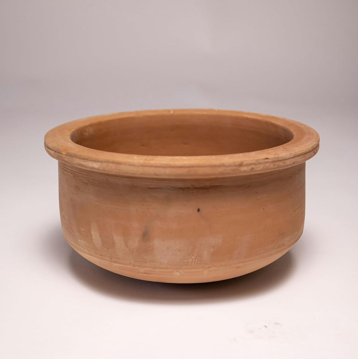 Exclusive Range Unglazed Clay Pot For Cooking & Serving 2 Liters, Red-Ochre (Gerua)