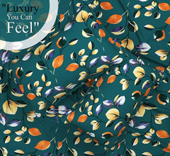 Cotton Elastic Fitted Bedsheets With 2 Pillow Covers Double Bed All Around Elastic Sheet Leaf Print | 72 X 78 +10 Inches, Dark Green-Breathable & Skin-Friendly Bedsheet