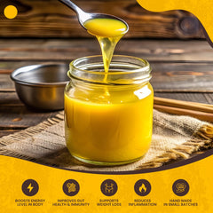 Premium A2 Gir Cow Ghee By Village Organica | Good Source Of Healthy Desi Cow Ghee Perfect For Heart Health | (2 Litr) 67.6 Ounce | Jar Pack