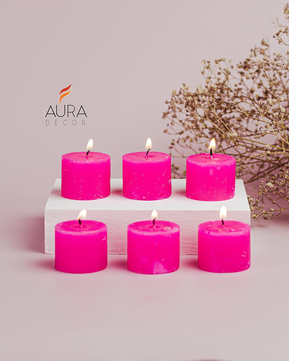 VOTIVE ROSE WAX CANDLES | PERFECT FOR NIGHT PARTY & BIRTHDAY CANDLES SET OF 6