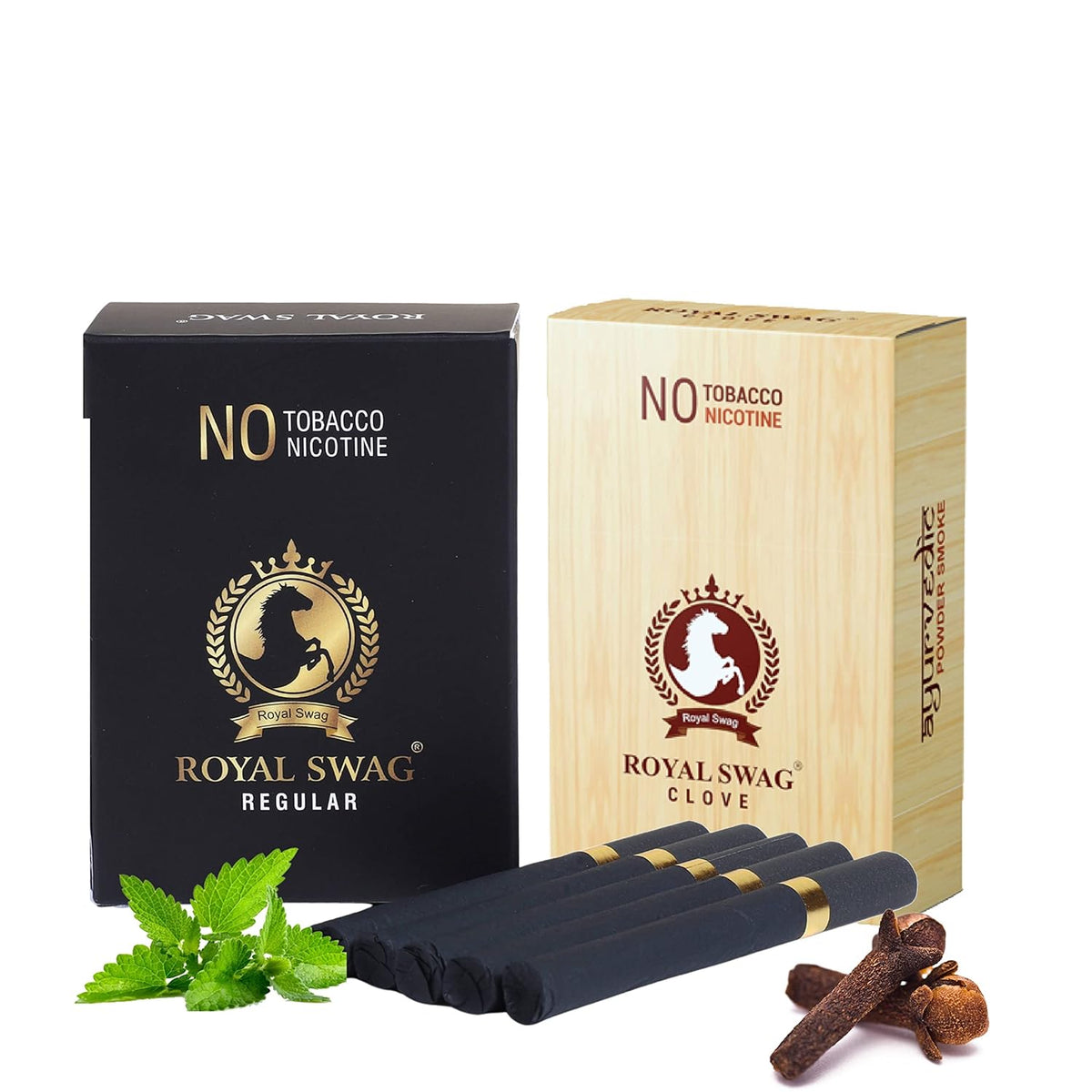 Royal Swag Ayurvedic Herbal Cigarettes 100% Tobacco Free 100% Nicotine Free Cigarettes Regular, Clove Flavoured | Smoking Cessation (Pack Of 20)