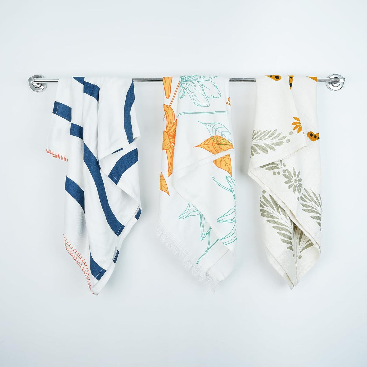 Thirsty Towel Bamboo Bath Towels 720 Gsm | Quick Dry Lightweight High Absorbent Bath Towel Large Size | Pack Of 3 (Cheetah Charm + Sunlight Bloom & Twilight Weave)