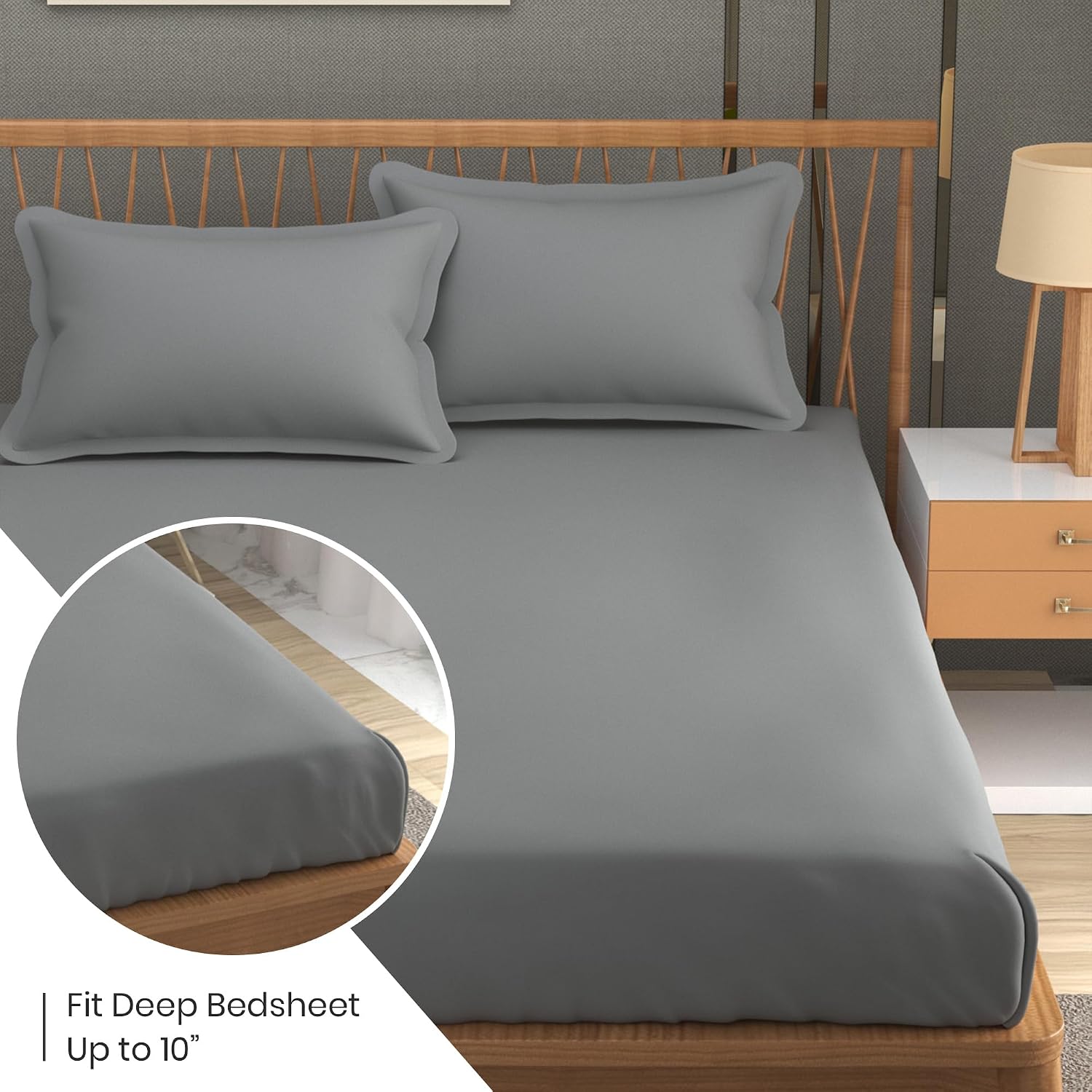Queen Size Solid Plain Bedsheet Set Includes 2 Pillow Covers - 90 X 95 Inches, Grey | Exceptional Softness & Breathability | Premium Microfiber Material