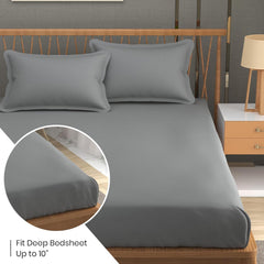 Queen Size Solid Plain Bedsheet Set Includes 2 Pillow Covers - 90 X 95 Inches, Grey | Exceptional Softness & Breathability | Premium Microfiber Material