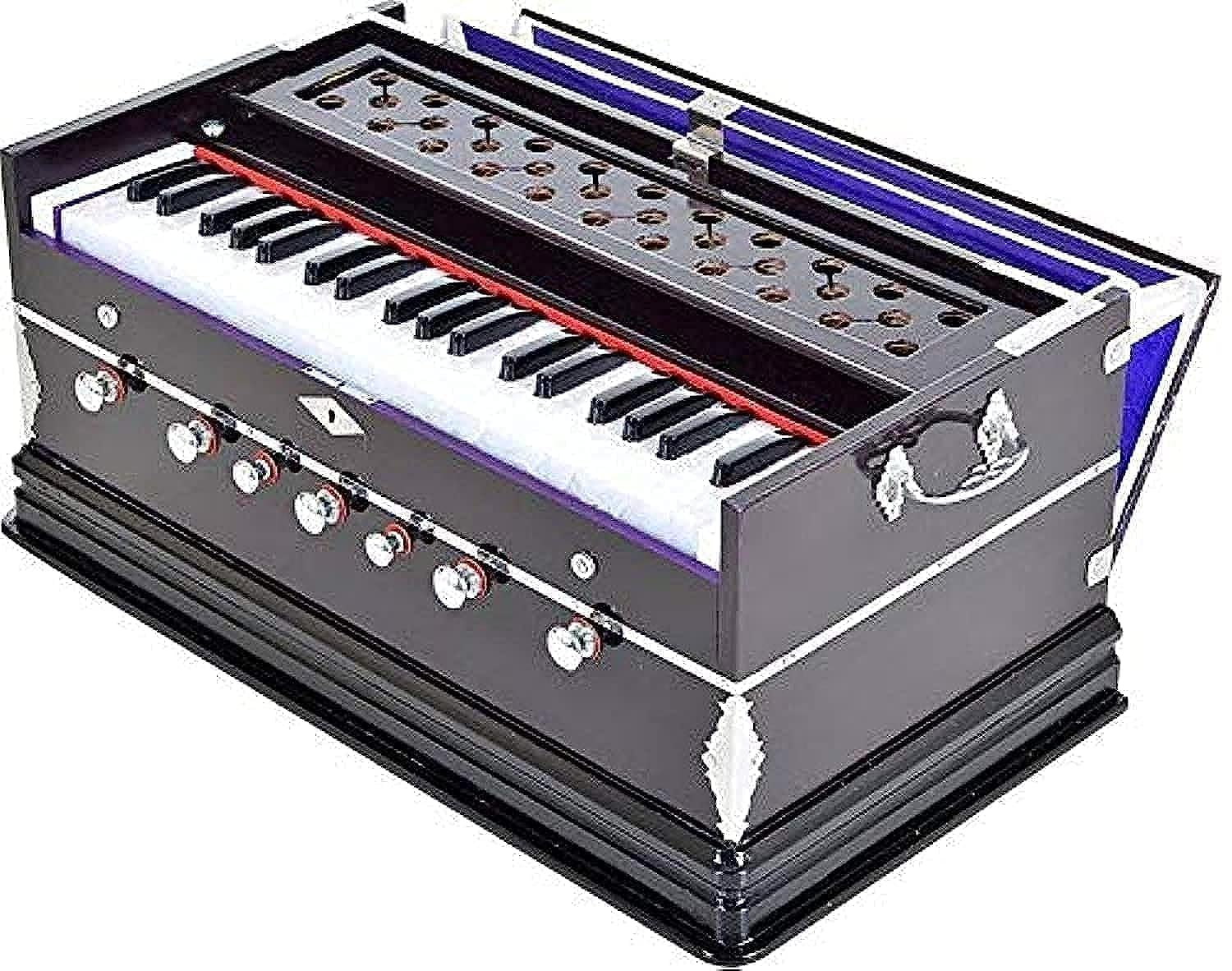 Harmonium With Cover - 3 1/4 Octave, Double Fold Bellow, 39 Keys, 7 Stopper, 2 Reeds (Bass- Male)