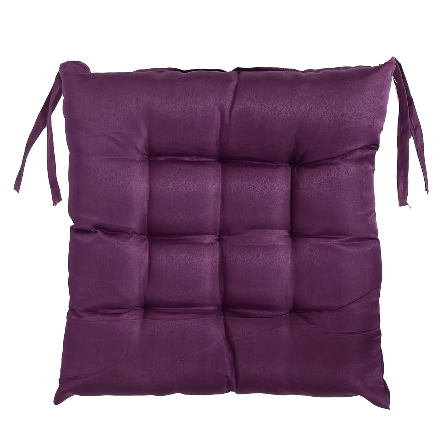 Chair Cushion Pad, Soft & Comfortable Sitting, Chair Pad - Purple | Microfiber Square Chair Pad With Ties | Chair Seat Cushion For Office & Home | Furniture Cushion, Washable - Pack Of 4