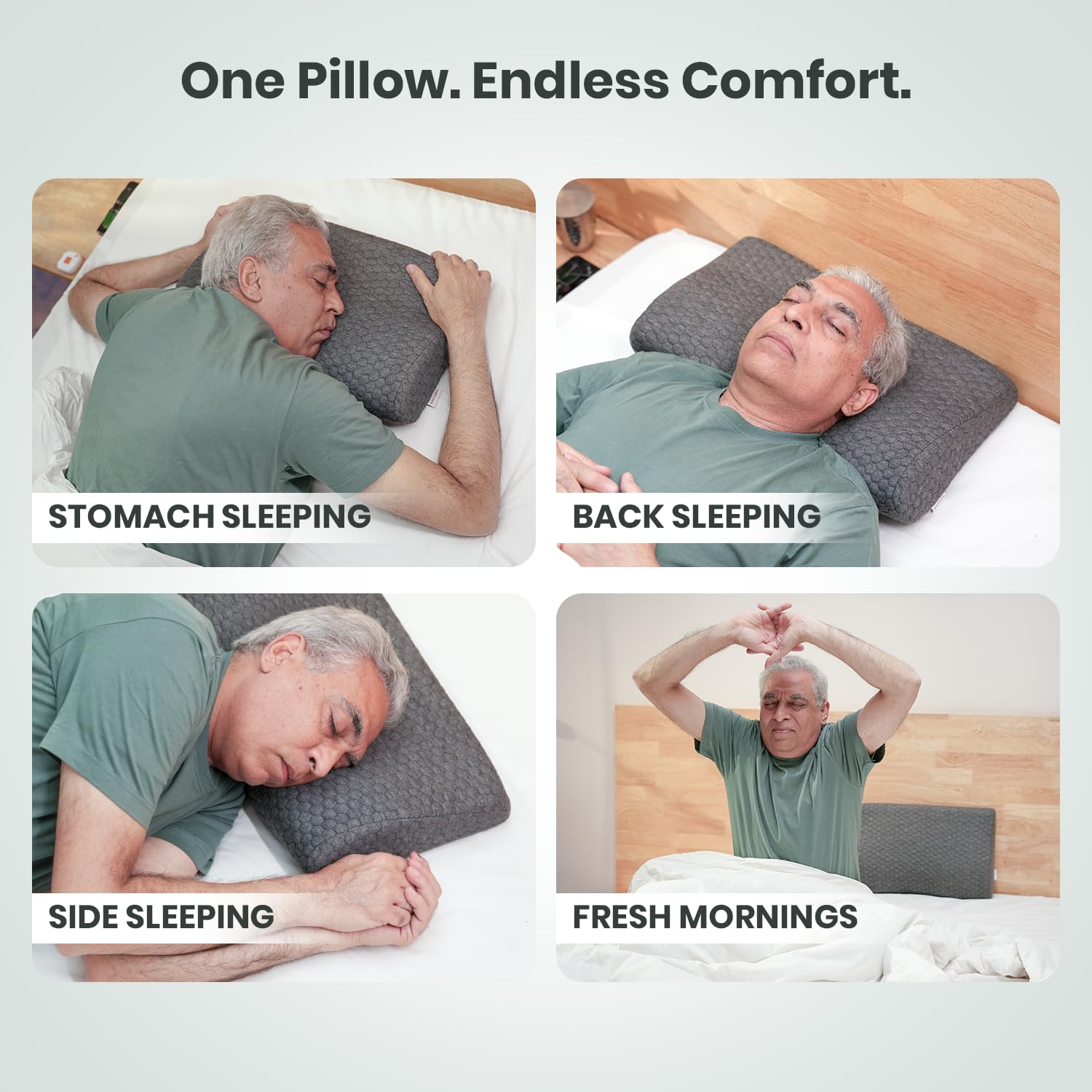 Antara Cervical Pillow For Neck, Back & Shoulder Pain, Dark Grey, Standard Size | Improves Posture & Spinal Alignment | Orthopedic Cushion With 100% Memory Foam & Skin Friendly Cover