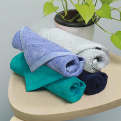 Heelium Bamboo Face Towel 800 Gsm | Ultra Absorbent & Odour-Free 3x Softer Than Cotton Towels | Pack Of 4 -Blue, Teal, Iris, Light Grey
