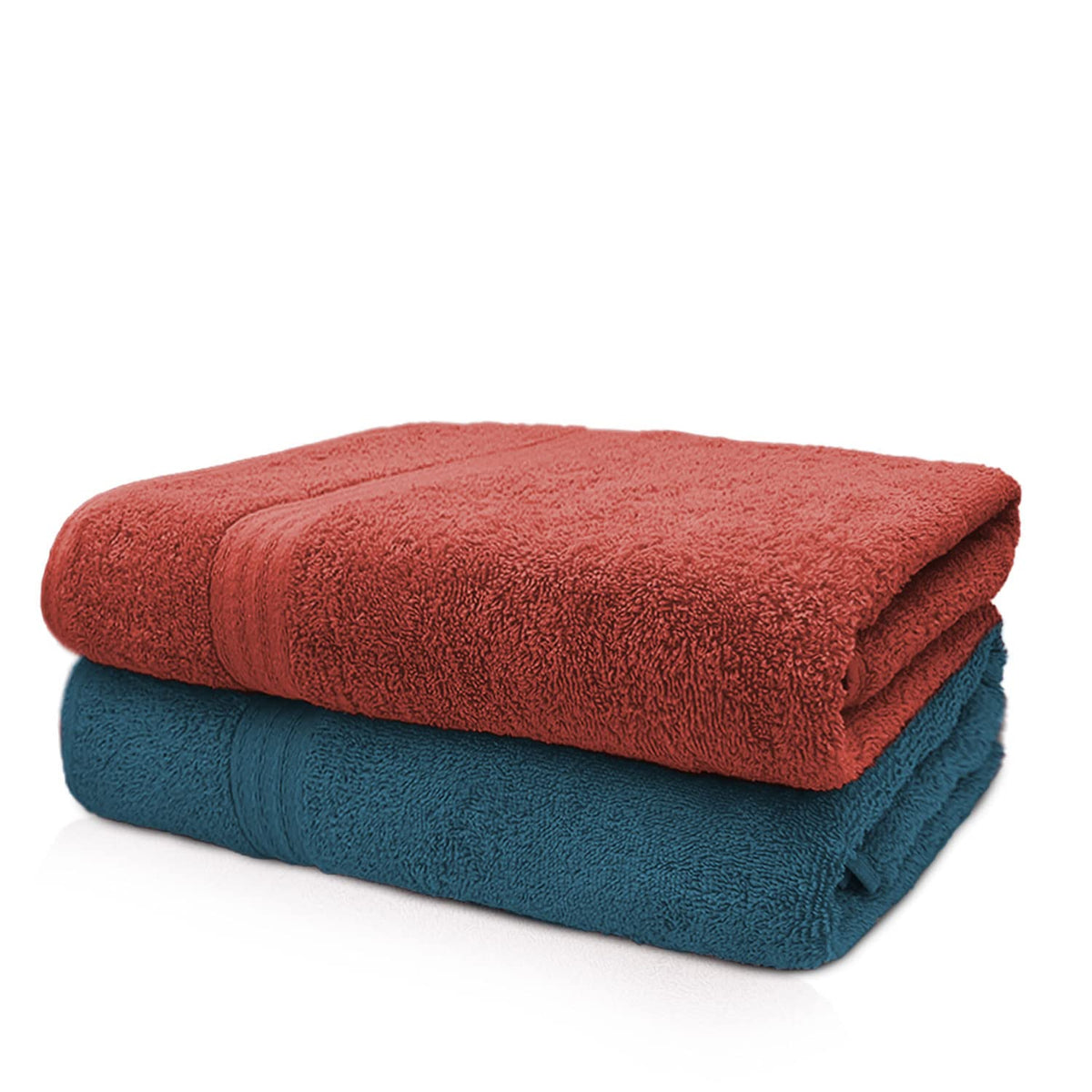 Sassoon Anatolia 100% Cotton Xl Bath Towel 1000 Gsm | Extra Soft, Quick Drying & Super Absorbent Bath Towel (Rust & Teal) - 2 Piece