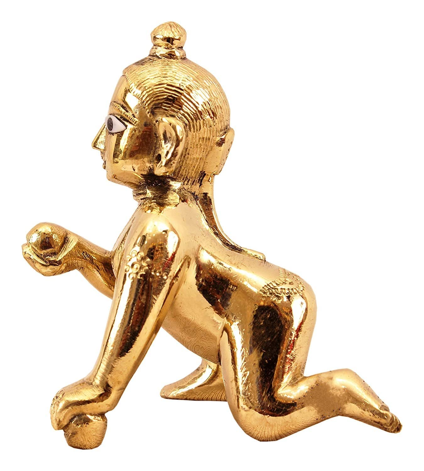 Ashtadhatu Laddu Gopal God Idol, Bal Gopal Murti, Metal, Gold, Idol - Size No.5, Thakur Ji, Laddoo Gopal Statue, Made In Vrindavan, Daily Worship, Special Occasions Little Krishna Statue