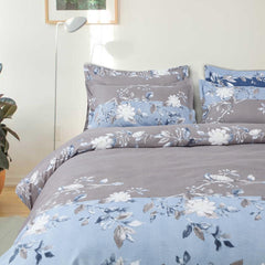 1 King Size Elastic Fitted Bedsheet With 2 Pillow Cover + Comforter - 72 X 78 Inches, Blue & Grey | Suitable For All-Season Use | Soft To Touch, Light Weight