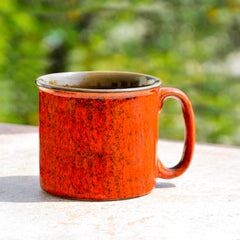 Studio Pottery Ceramic Maggi Bowl Or Mug With Handle 550ml, Ombre Red | Jumbo Ceramic Coffee & Tea Mug | Cereal Bowl - Big Milk Mug - Large Beer Mug