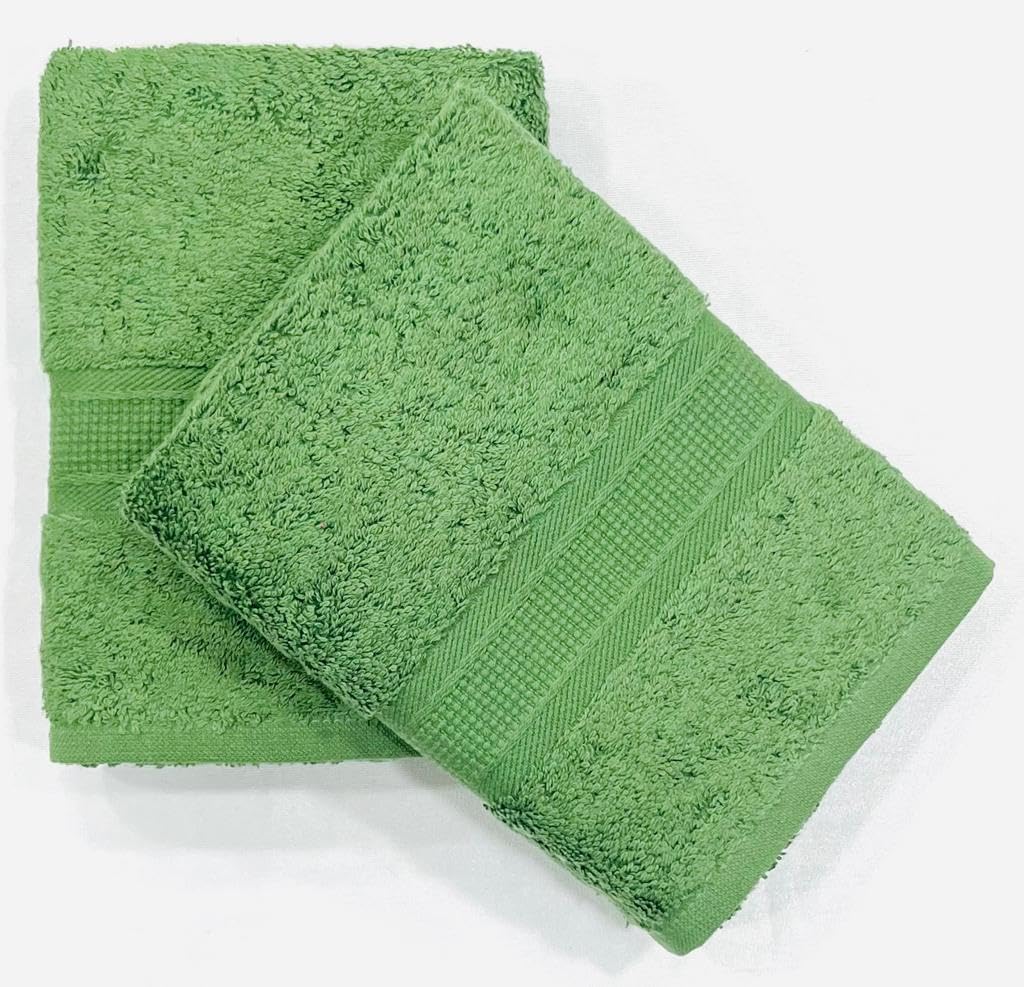 Bombay Dyeing Plain Santino 500 Gsm Cotton Hand Towel Set - Bottle Green (2 Piece)