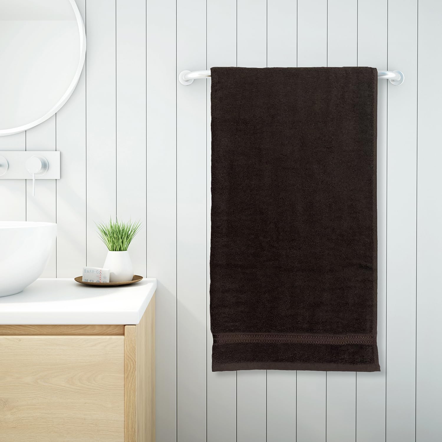 Welspun 100% Cotton Large Bath Towel 500 Gsm | Super Absorbent, Quick Dry, Ultra Soft Dobby Solid Design Bath Towels (Brown)