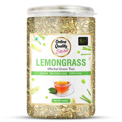 Online Quality Store Lemongrass Herbal Green Tea - 100gm, 3.5 Ounce | Reduces Anxiety, Improves Immunity - Organic Pure Dried Leaves | Caffeine Free