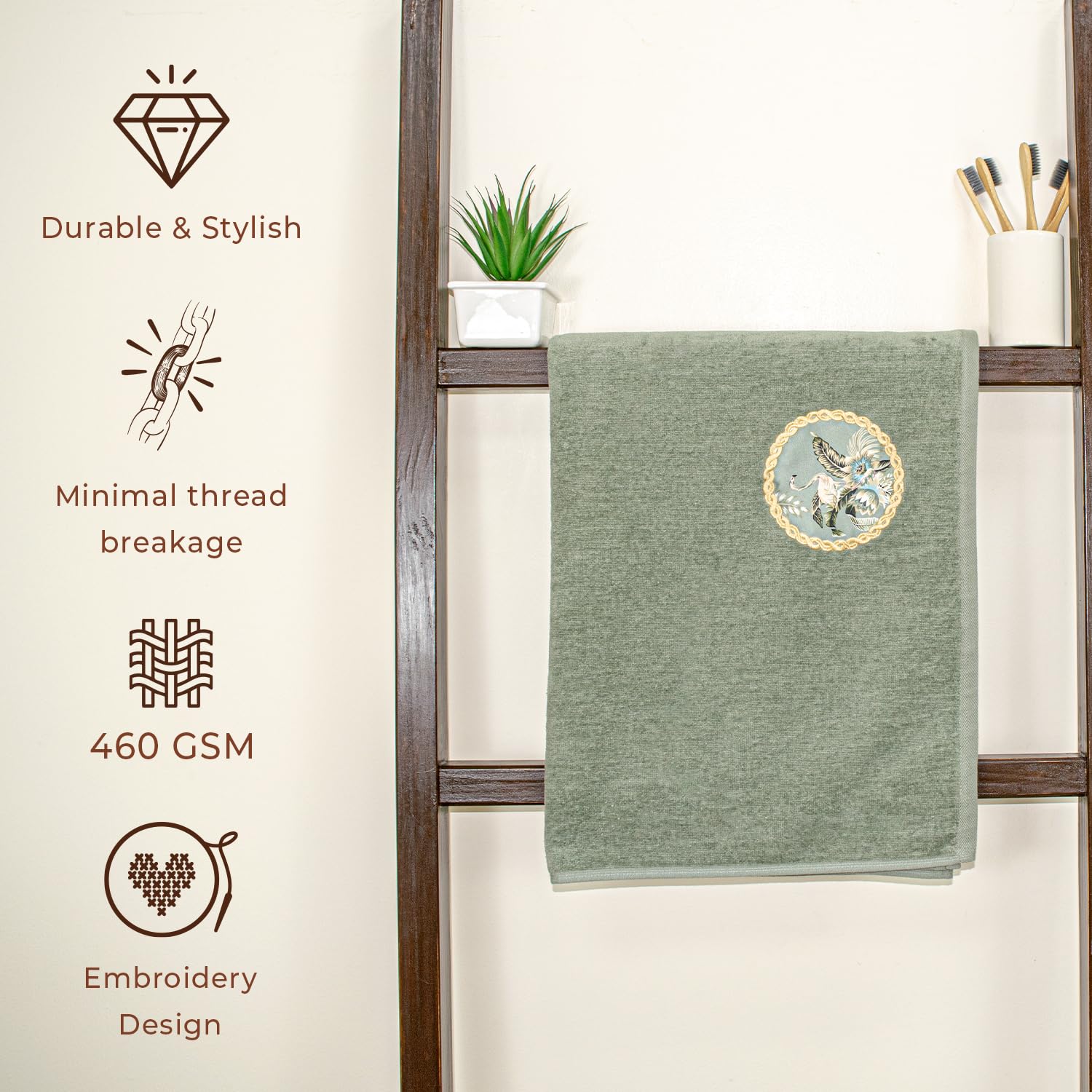 Akiko Home Prima Dream 100% Cotton Bath Towels 450 Gsm | Soft, Absorbent & Durable, Cotton Bath Towel | Pack Of 1 (Green)