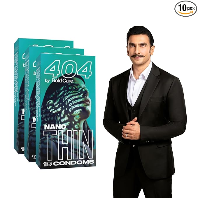 Bold Care 404 Super Nano Thin Condoms For Men - 50 Microns - Intense Fit - 10 Units (Pack Of 3)