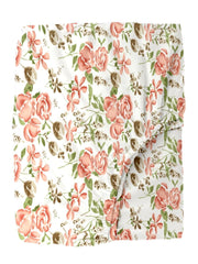 Printed Single Size Bedsheet With 1 Pillow Cover - 36 X 72 Inches, White & Peach | All Around Elastic Fitted Bedsheet | Durable & Long Lasting Wrinkle Resistant Fabric