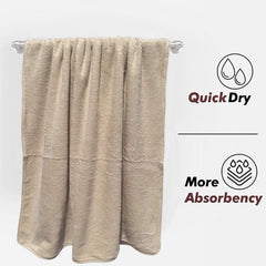 Fezora Microfiber Bath Towel 400 Gsm | Men & Women Large Size Ultra Soft, Quick Dry, Lightweight & Super Absorbent Towel (Beige)