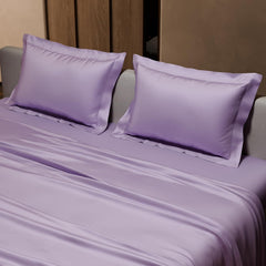 Double Bedsheet With 2 Pillow Covers - 90 X 100 Inches, Lilac | Ultra Satin Premium Bedding Set | Gift For Couples, Wedding, Anniversary, Date Night