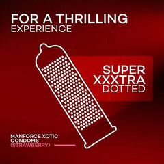 Manforce Xotic Strawberry Flavoured Condoms For Men 40 Pcs Extra Dotted & Lubricated Latex Condoms