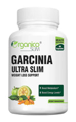 Organico Slim Garcinia Ultra Slim With Green Tea, Green Coffee Bean, Coleus Forskohlii, Black Pepper With Chromium Picolinate, Caffeine For Metabolism & Weight Loss | 60 Capsules 100gm 0.2lbs