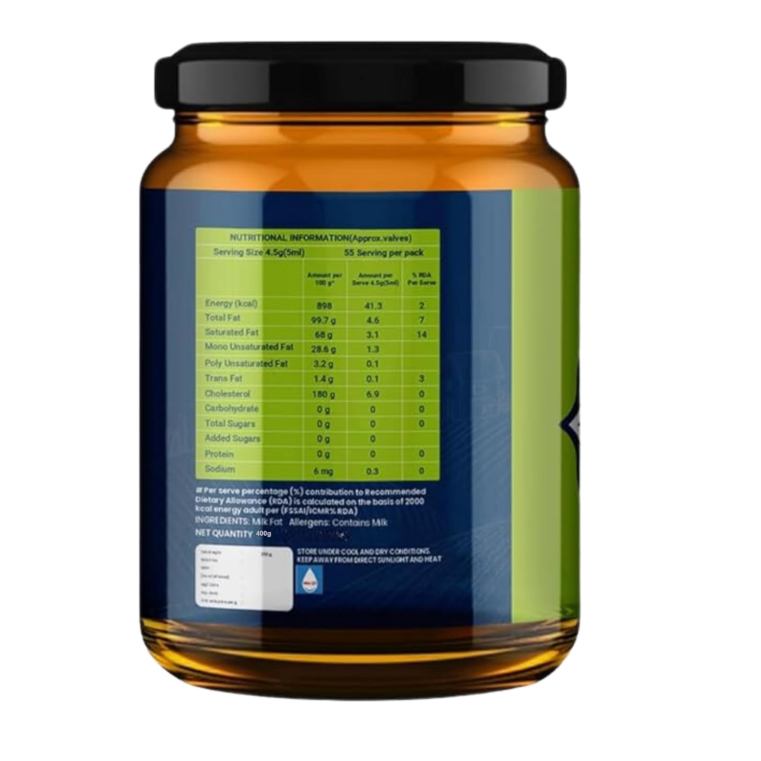 Organic Buffalo Ghee By Priya | Good Source Of Vitamin A, Delicious & Nutritious Healthy Desi Ghee | (400ml) 13.5 Ounce | Jar Pack