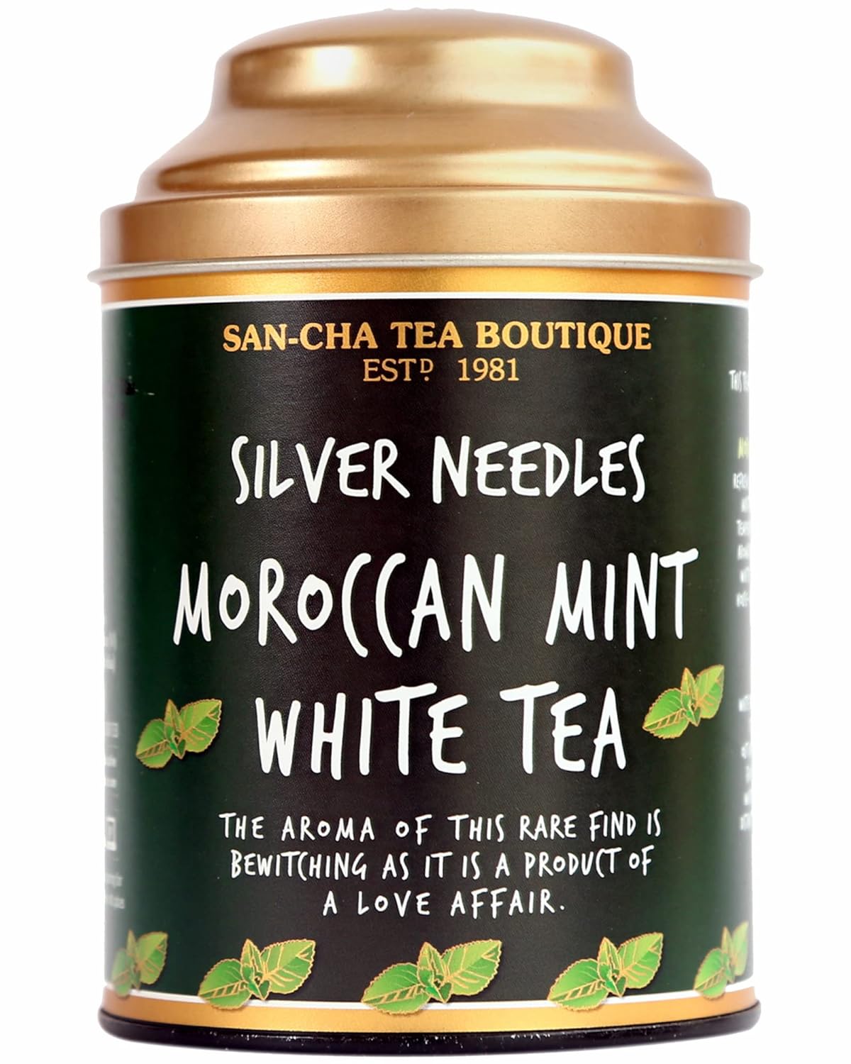 San-Cha Silver Needles Moroccan Mint White Tea - 75gm, 2.6 Ounce | Environment Friendly, Hand Plucked - Low Caffeine, Richest In Antioxidants