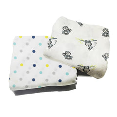Organic Cotton Muslin Baby Bath Towel 200 Gsm | Cotton Cloth Premium Baby Washable Reusable, Absorbent, Extra Soft (Panda & Bee)- Pack Of 2